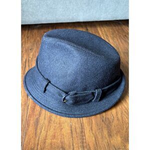 Vintage Impercork Paris Fedora Hat Navy Blue 6 7/8